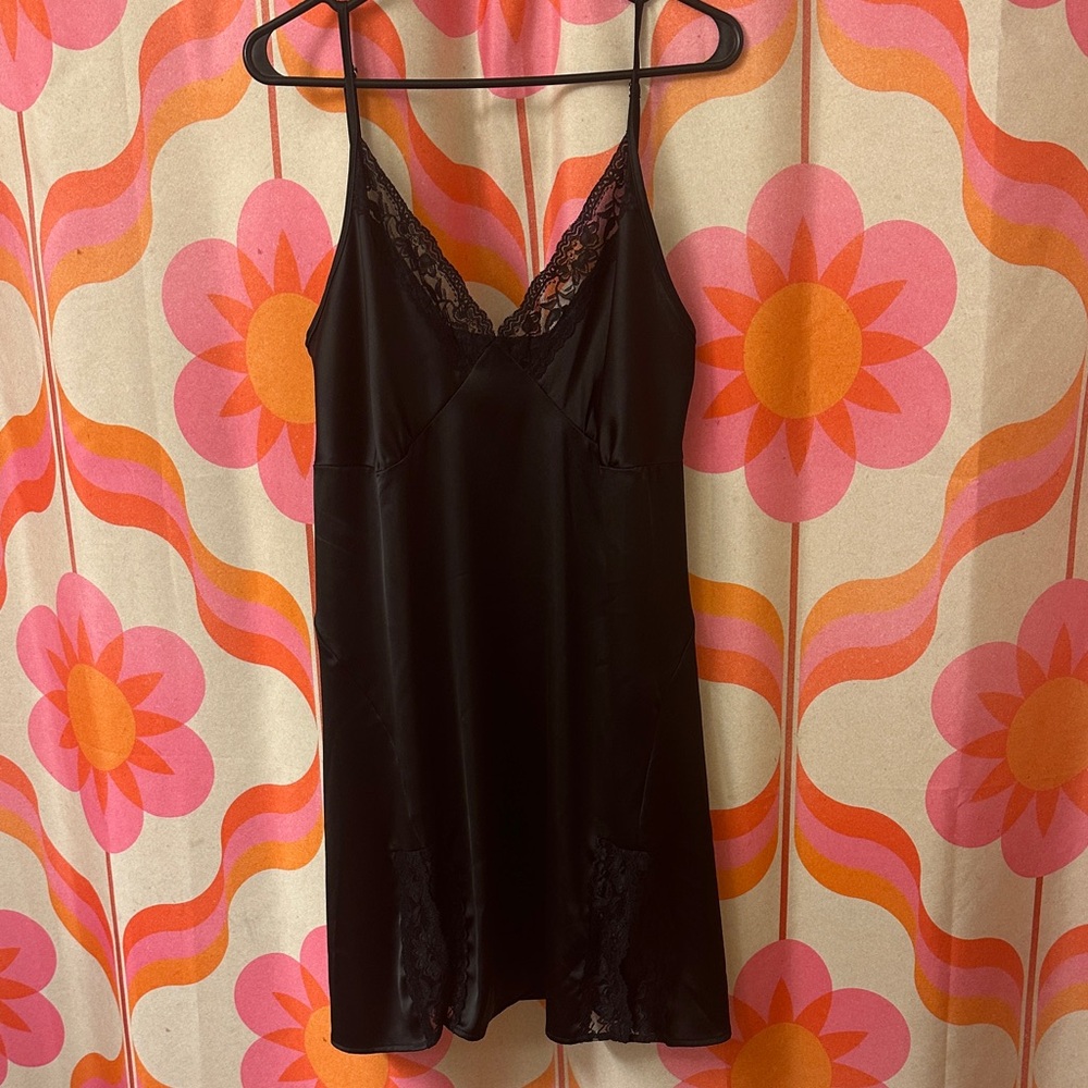 Foxblood Black Lace Slip Dress